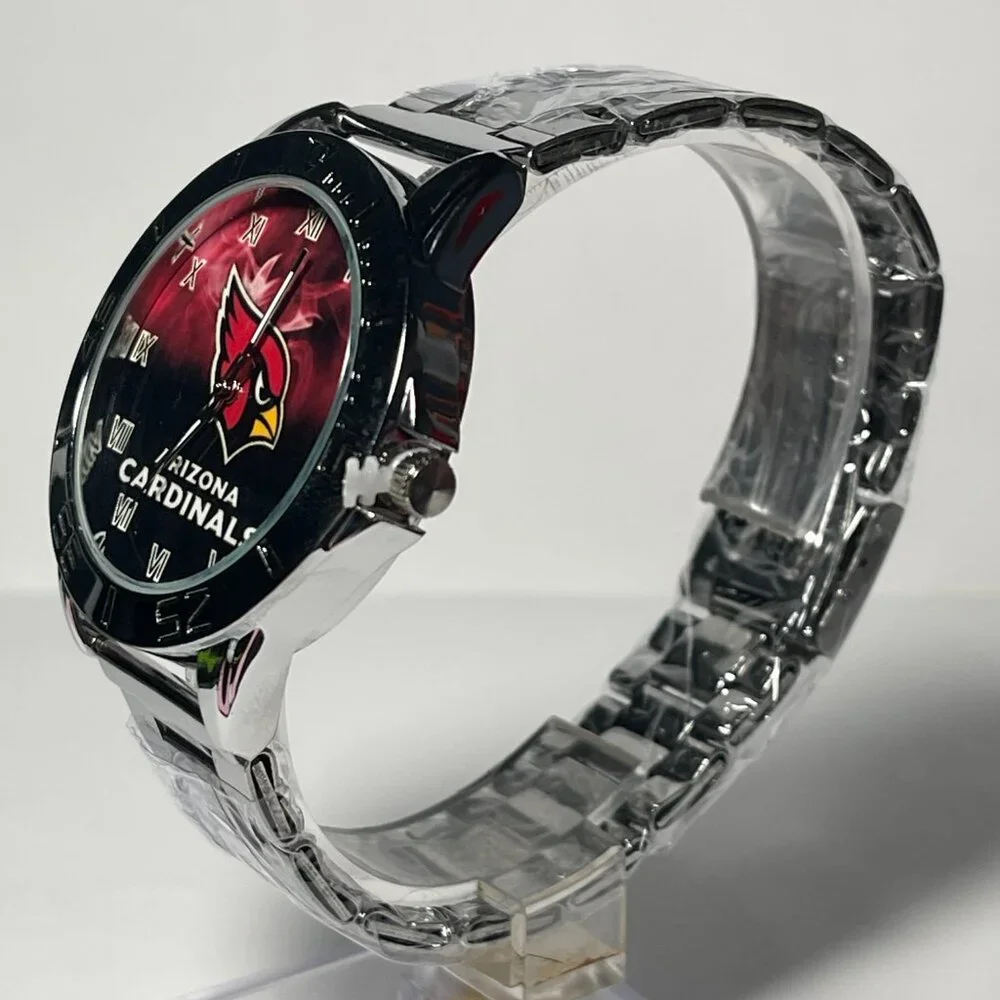 Arizona Cardinals NFL Team Logo Men's Stainless-Steel Silver Watch NEW